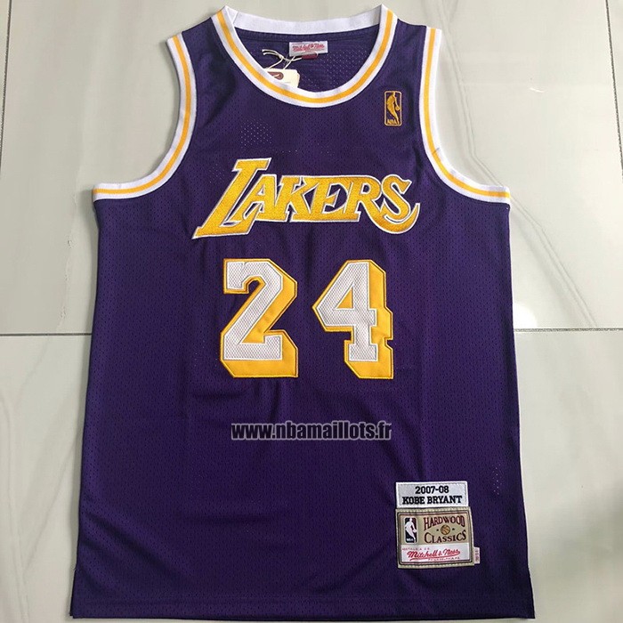 Maillot Los Angeles Lakers Kobe Bryant NO 24 Mitchell & Ness 2007-08 Volet